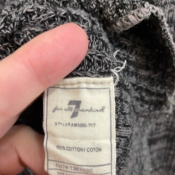 🌺7 FOR ALL MANKIND gray heathered ribbed waffle knit long sleeve shirt.  M - Picture 6 of 7
